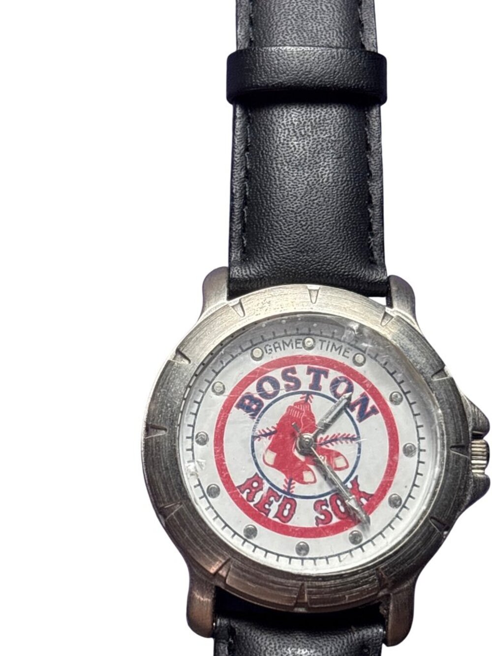 Game Time Player Series Boston Red Sox Watch Genuine Leather Band Flawed Untest
